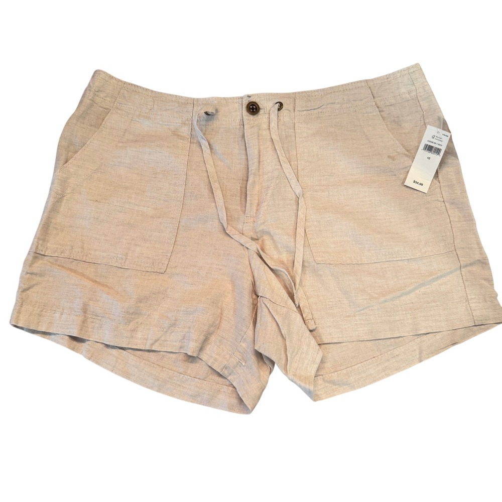 Gap‎ Linen Blend Shorts Drawstring Waist Casual Beige Shorts Size 10 NWT